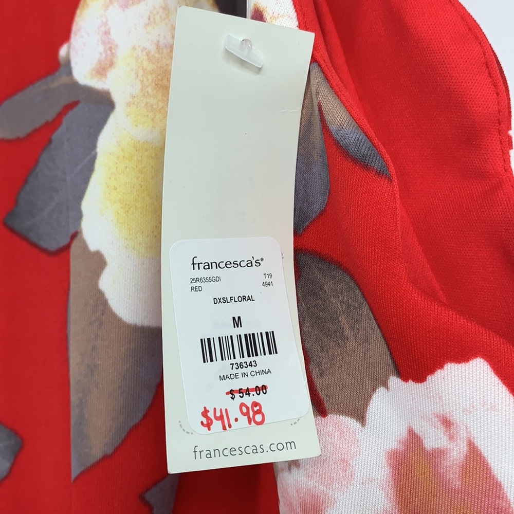 NWT Francesca’s Red Floral Mini Dress - Picture 5 of 11